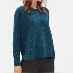 -Eileen Fisher Plush Velour Deep Teal Warm High-Low Drop Shoulder Oversize XXS